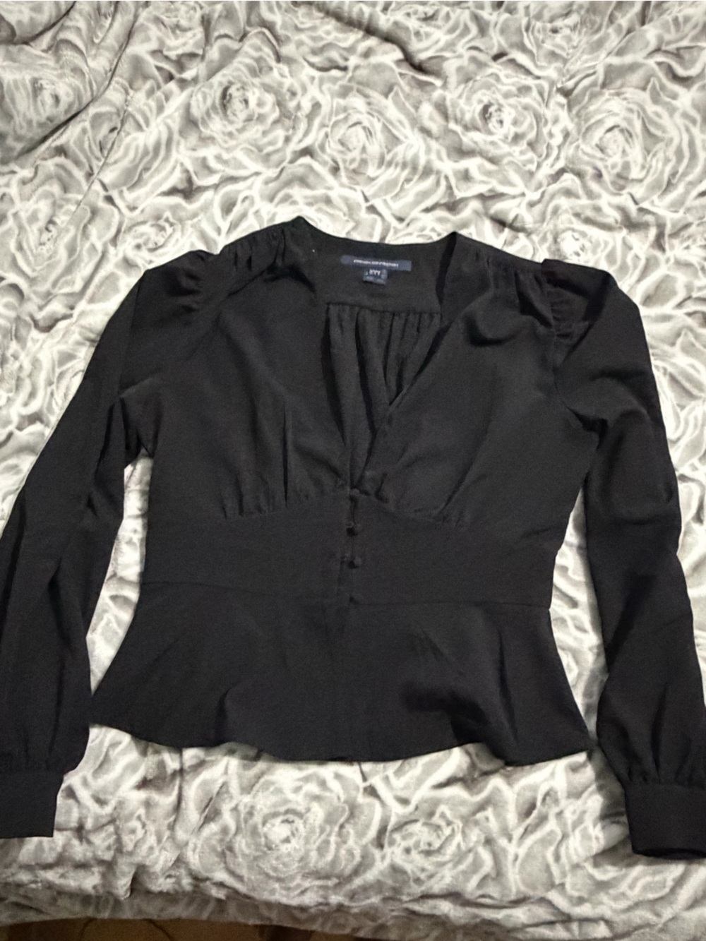 French Connection Black Long Sleeve Top